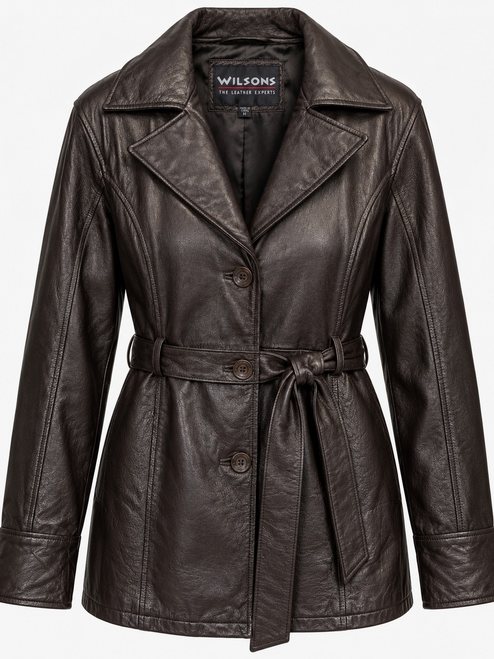 Wilson Black Leather Belted Jacket Sz M Classic City